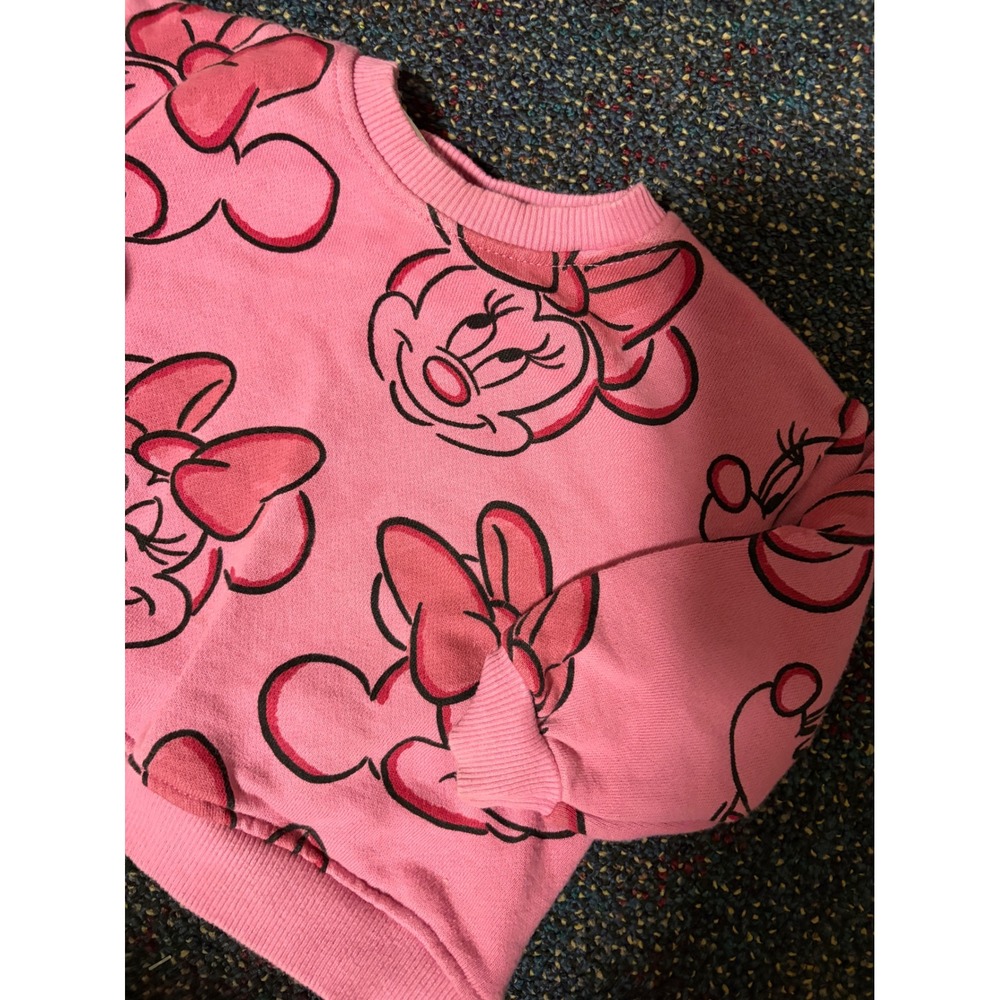 Zara Disney Minnie Mouse Pink All Over Print Sweatshirt Girls 12-18 Months